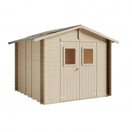 Casetta in legno da giardino 248x248 cm – Pareti 19 mm – Porta doppia finestrata – Tetto OSB – Abete naturale