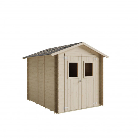 Casetta in legno da giardino 198x248 cm – Pareti 19 mm – Porta doppia finestrata – Tetto OSB – Abete naturale