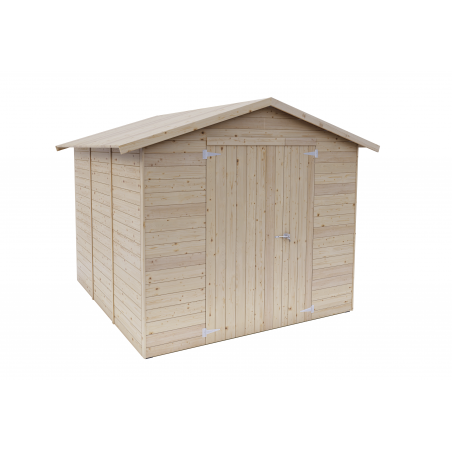 Casetta in legno da giardino 238x245 cm – Pareti 19 mm – Porta doppia cieca – Abete naturale