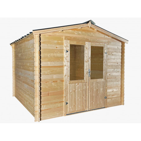 Casetta in legno da giardino 280x280 cm – Abete 28 mm con tetto in acciaio zincato – Porta doppia vetrata – BAX3030.02 Foresta