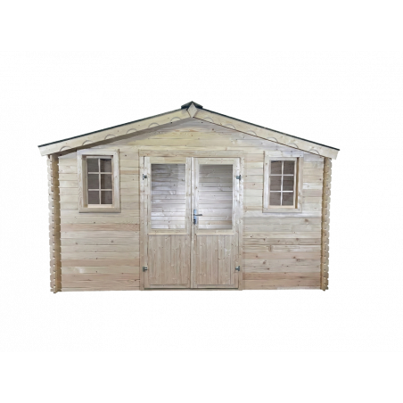 Casetta in legno da giardino 380x480 cm – Abete 28 mm con tetto in acciaio zincato – Porta doppia e finestra – BAX4050.02 Foresta