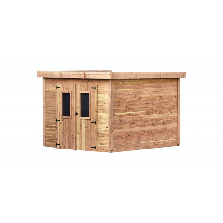 Casetta da giardino in legno 280x280 cm – Spessore pareti 28 mm – Tetto piano policarbonato – Abete naturale – SL3030 Foresta