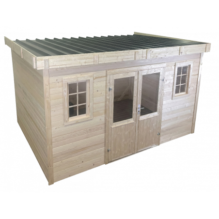 Casetta in legno da giardino 380x280 cm – Spessore pareti 28 mm – Tetto acciaio zincato – Vetrate in vetro – SLX4030 Foresta