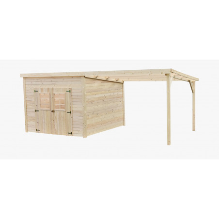 Casetta in legno da giardino 280x280 cm con legnaia – Spessore pareti 28 mm – Tetto policarbonato – Vetrate acrilico – LA3030B Foresta