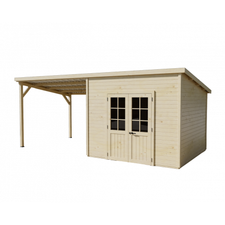 Casetta in legno da giardino 280x280 cm con legnaia – Spessore pareti 28 mm – Tetto acciaio zincato – Vetrate in vetro – LAX3030.02B Foresta