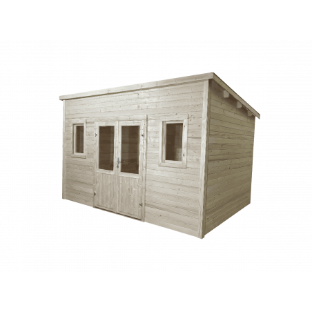 Casetta in legno da giardino 380x280 cm – Spessore pareti 28 mm – Tetto acciaio zincato – Vetrate in vetro – LAX4030.02 Foresta