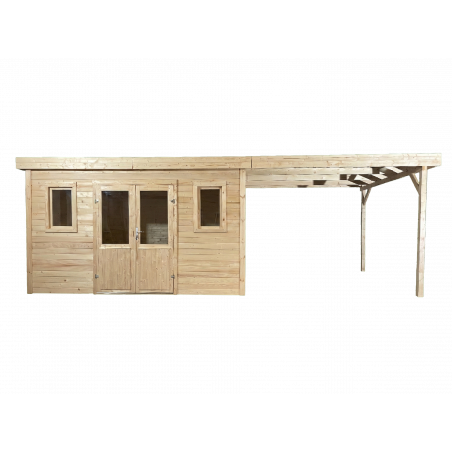 Casetta in legno da giardino 380x380 cm con legnaia – Spessore pareti 28 mm – Tetto acciaio zincato – Finestra vetro – LAX4040.02B Foresta