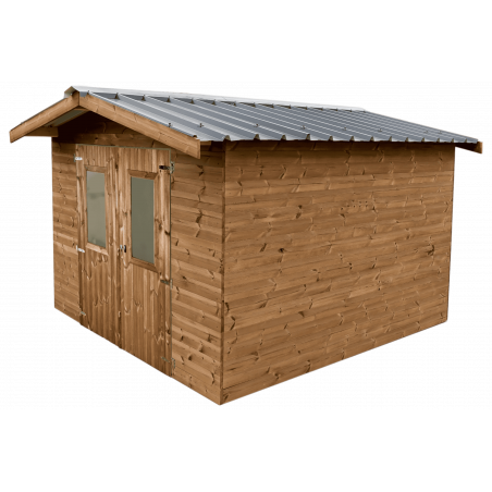 Casetta da giardino in legno termo-trattato 280x280 cm – Spessore pareti 26 mm – Tetto acciaio zincato – Vetro acrilico – THY3030 Foresta