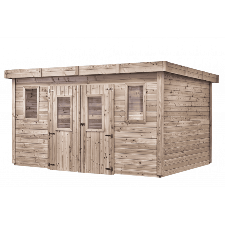 Casetta da giardino in legno termo-trattato 384x284 cm – Spessore pareti 26 mm – Tetto acciaio zincato – Finestre acrilico – THX.4030.0T Foresta