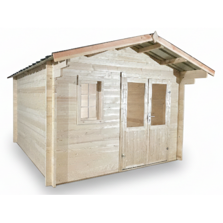 Casetta da giardino in legno abete 350x300 cm – Spessore pareti 42 mm – Tetto in acciaio zincato – Porta vetrata – NAX3530 Foresta