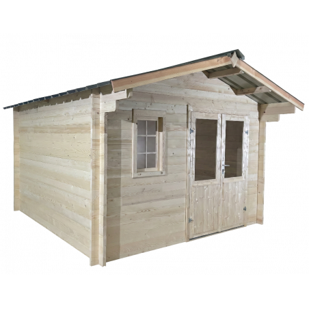 Casetta da giardino in legno abete 350x350 cm – Spessore pareti 42 mm – Tetto acciaio zincato – Porta vetrata – NAX3535 Foresta