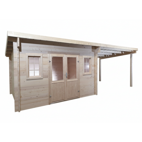 Casetta da giardino in legno abete 374x374 cm – Spessore pareti 42 mm – Tetto acciaio zincato – Con legnaia – FA4040.02B Foresta