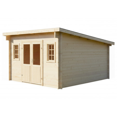 Casetta da giardino in legno abete 374x274 cm – Spessore pareti 42 mm – Tetto acciaio zincato – Porta vetrata – FA4030.02 Foresta