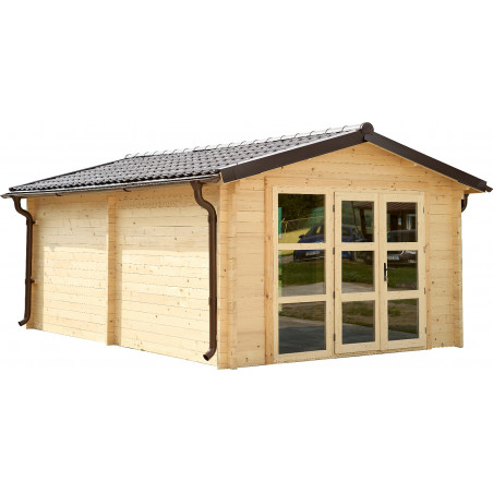 Chalet garage in legno abete 360x548 cm – Spessore pareti 60 mm – Doppi vetri e persiane – TA3655A Foresta