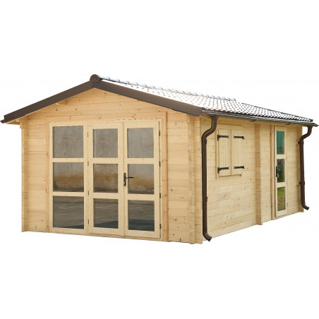 Chalet in legno abete 360x548 cm – Spessore pareti 42 mm – Doppi vetri e tegole bitumate – TD3655A Foresta
