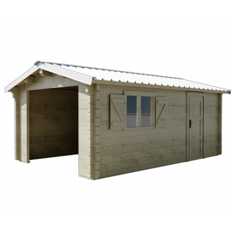 Garage in legno 360x548 cm – Pareti 42 mm – Tetto 25 m² – Porta doppia vetro – Toundra – TD3655G Foresta