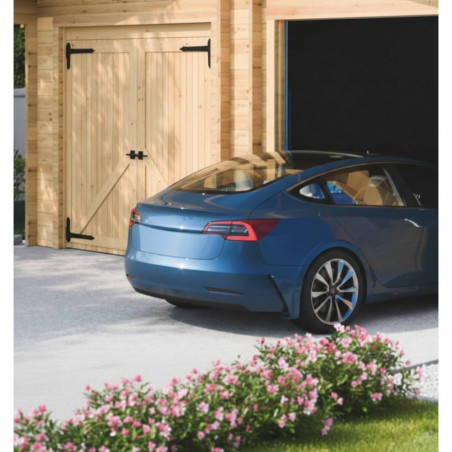 Porta a battente in legno per garage – Ante 40 mm – Cerniere antiche – Predisposizione lucchetto – PG3655 Foresta