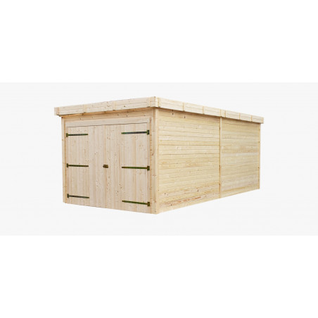 Garage in legno 280x584 cm – Pareti 28 mm – Tetto acciaio piano – Porta doppia – Sicilia De Luxe – SLX3060 Foresta