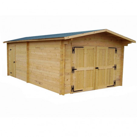 Garage in legno 350x620 cm – Pareti 42 mm – Tetto 24 m² – Porta laterale – Vectura – VE3562S Foresta