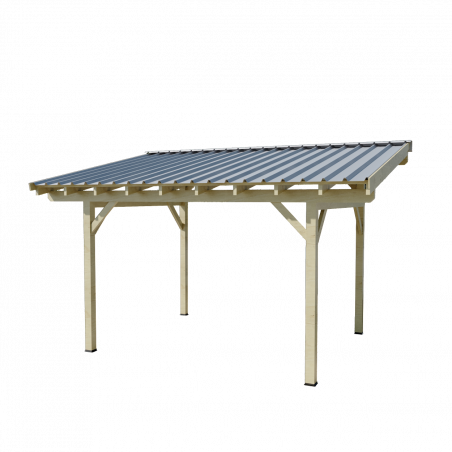 Tettoia posto auto in legno 325x500 cm – Pendenza singola – Carport con copertura acciaio zincato – Legno lamellare – AV3350BA Foresta