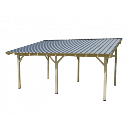 Tettoia doppio posto auto in legno 450x652 cm – Pendenza singola – carport con tetto acciaio zincato – Legno lamellare – AV4565BA Foresta