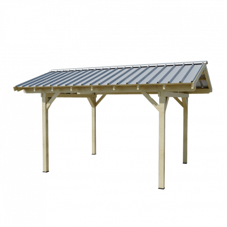 Tettoia posto auto in legno abete 300x362 cm – Altezza 310 cm – Carport con copertura auto in acciaio zincato  – KA3550BA Foresta