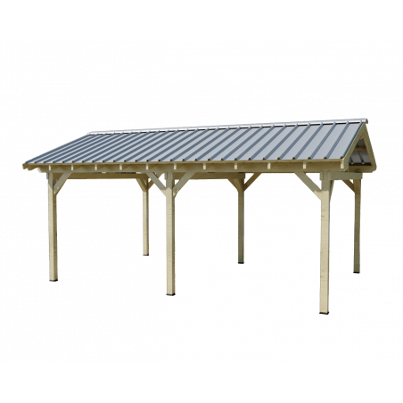 Tettoia posto auto in legno abete 390x596 cm – Altezza 330 cm – Carport con copertura acciaio zincato – 2 posti auto – KA4565BA Foresta