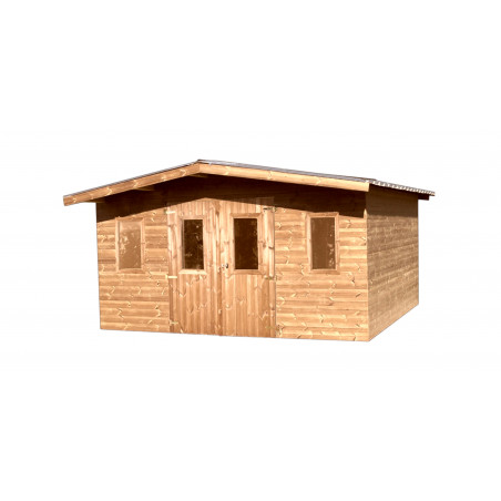 Casetta da giardino in legno 400x300 cm – Spessore pareti 28 mm – Legno Douglas e tetto acciaio – DUB4030 Foresta