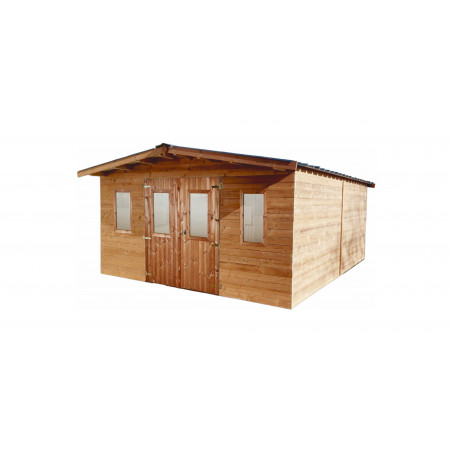 Casetta da giardino in legno 400x500 cm – Spessore pareti 28 mm – Legno Douglas e tetto acciaio – DUB4050 Foresta