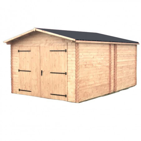 Garage in legno Douglas 350x540 cm – Pareti 28 mm – Tetto acciaio – Porta doppia – Denis – DE3554T Foresta