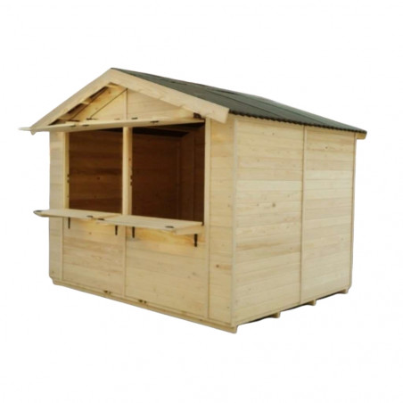 Chiosco casetta per mercatini in legno abete 240x240 cm – Spessore pareti 20 mm – Con bancone e copertura bituminosa – ST2424.01 Foresta