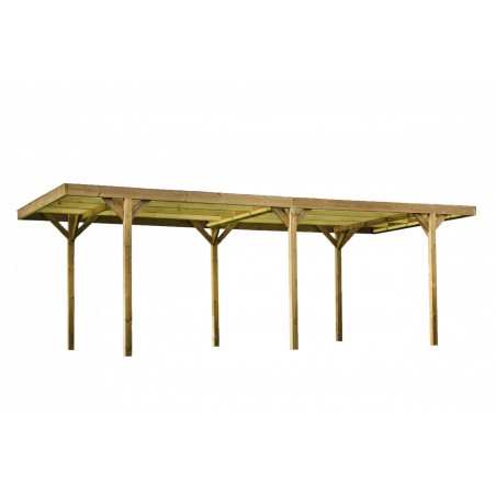 Tettoia auto in legno termotrattato 489x295 cm – carport con cpertura policarbonato 6 mm – Carport 1 posto auto – THP3063 Foresta