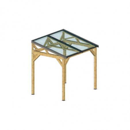 Carport tettoia auto con fotovoltaico 1,82x2,33 m – tetto con pannelli 1 kW, legno termotrattato – WT1823TH Foresta