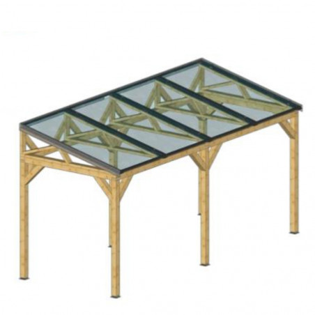 Carport tettoia auto con pannelli fotovoltaici 2 kW – 4,63x1,82 m – legno termotrattato – WT1846TH Foresta