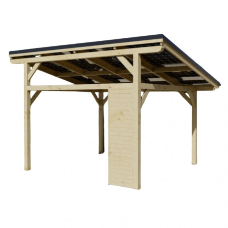 Carport tettoia auto con fotovoltaico 4kW in legno 349x349 cm – 8 pannelli – Tetto monofalda da esterno – WT3535 Foresta