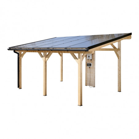Carport tettoia auto con fotovoltaico 5kW in legno 349x460 cm – 10 pannelli – Tetto monofalda da esterno – WT3546 Foresta