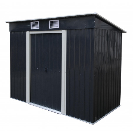 Casetta da giardino in metallo 238x131 cm – Capanno con superficie 3,12 m² – Tetto monofalda – Doppia porta 74 cm – AM2413.1 Foresta