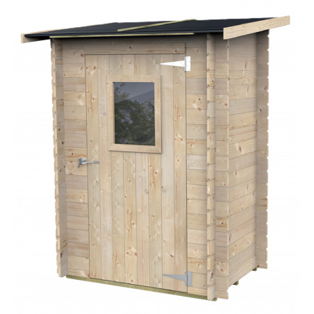 Casetta in legno da giardino 146x98 cm – Pareti 19 mm – Porta plexiglas – Mini deposito – Abete naturale
