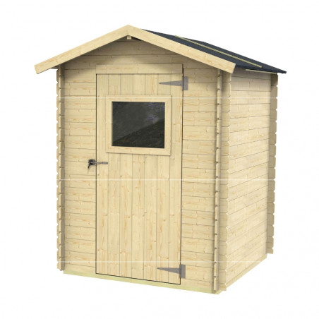 Casetta in legno da giardino 146x146 cm – Pareti 16 mm – Porta finestrata – Compatta – Abete naturale