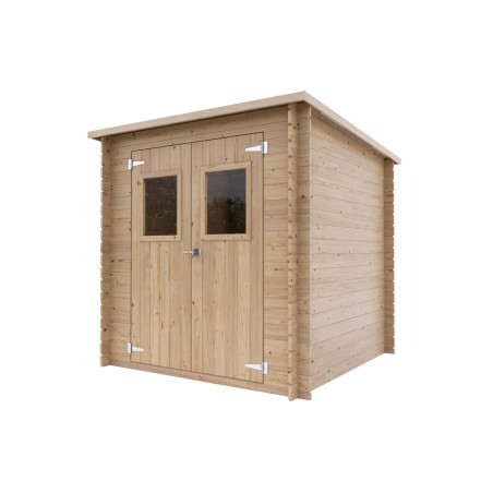 Casetta in legno da giardino 198x198 cm – Pareti 19 mm – Porta doppia finestrata – Compatta e funzionale – Abete naturale