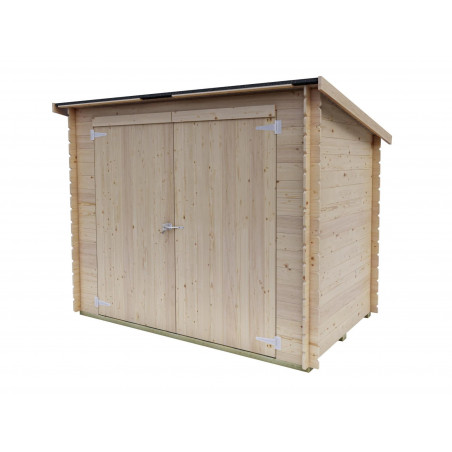 Casetta in legno da giardino 218x130 cm – Pareti 16 mm – Porta doppia cieca – OSB tetto e pavimento – Abete naturale