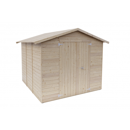 Casetta in legno da giardino 238x305 cm – Pareti 19 mm – Porta doppia cieca – Spazio interno 7 m² – Abete naturale