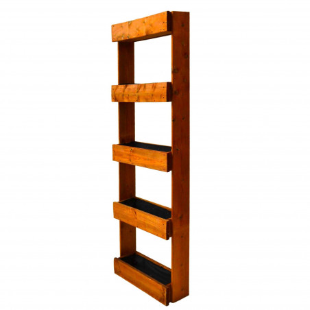Fioriera verticale in legno 5 vasche 67x16x164 cm – Pino trattato – Salvaspazio per orto e balcone – Modello Ortolegno Balcony 5v