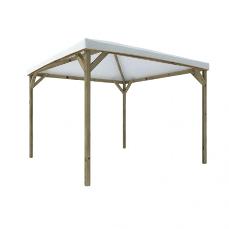 Gazebo in legno 300x300 cm – Struttura in pino trattato – Tetto PVC bianco – Con saette