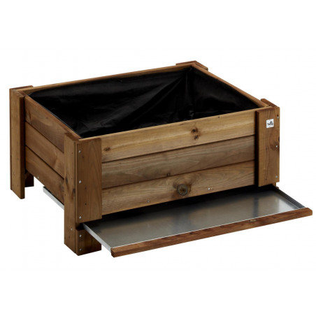Giardiniera a terra legno di conifera 81×64×40 cm castagno – fioriera outdoor ampia con telo interno TNT