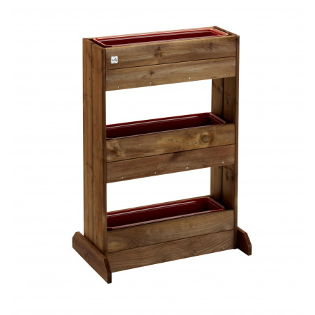 Ortofiore diritto legno di conifera 71×43×103 cm castagno – fioriera orto verticale con vaschette interne