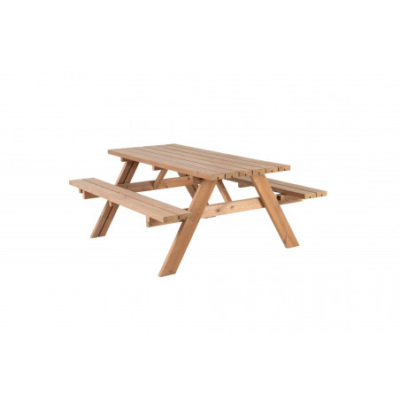 Tavolo da picnic in legno per giardino 177x153 cm – Pino termotrattato – Sedute integrate – Modello Pic Nic Bellavista
