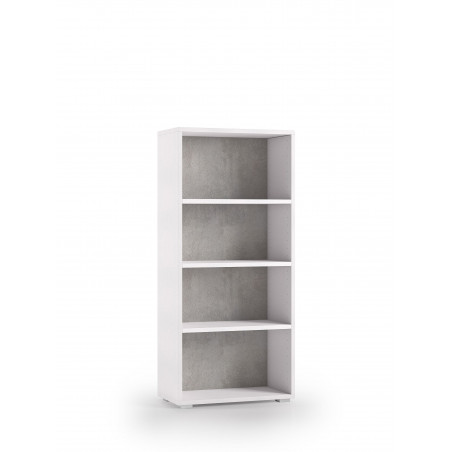 Libreria compatta con 3 ripiani regolabili bianco con fondo cemento 60x30x130 cm - Terraneo