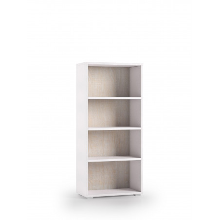 Libreria compatta con 3 ripiani regolabili bianco con fondo rovere 60x30x130 cm - Terraneo