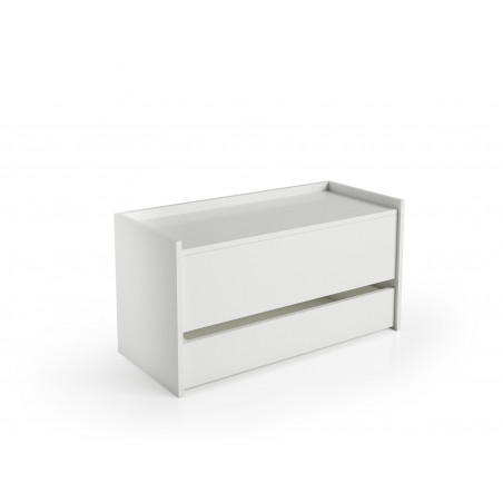 Baule contenitore con chiusura rallentata e cassetto con guide in metallo bianco 90x40x46 cm - Terraneo